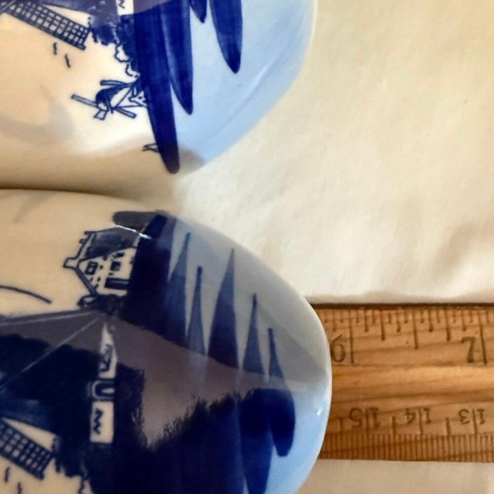 Delft Blue Handpainted Holland Clogs • 6” • Vintage • Crazing - Picture 3 of 13